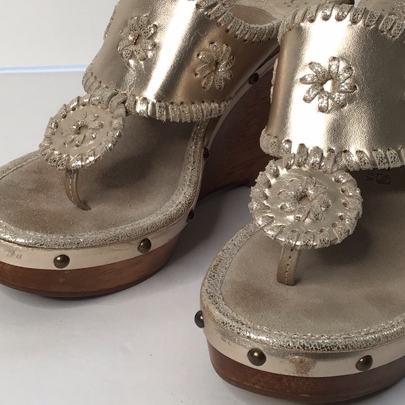 Jack Rogers Gold Platinum Wedge size 6.5 Marbella - Picture 16 of 16